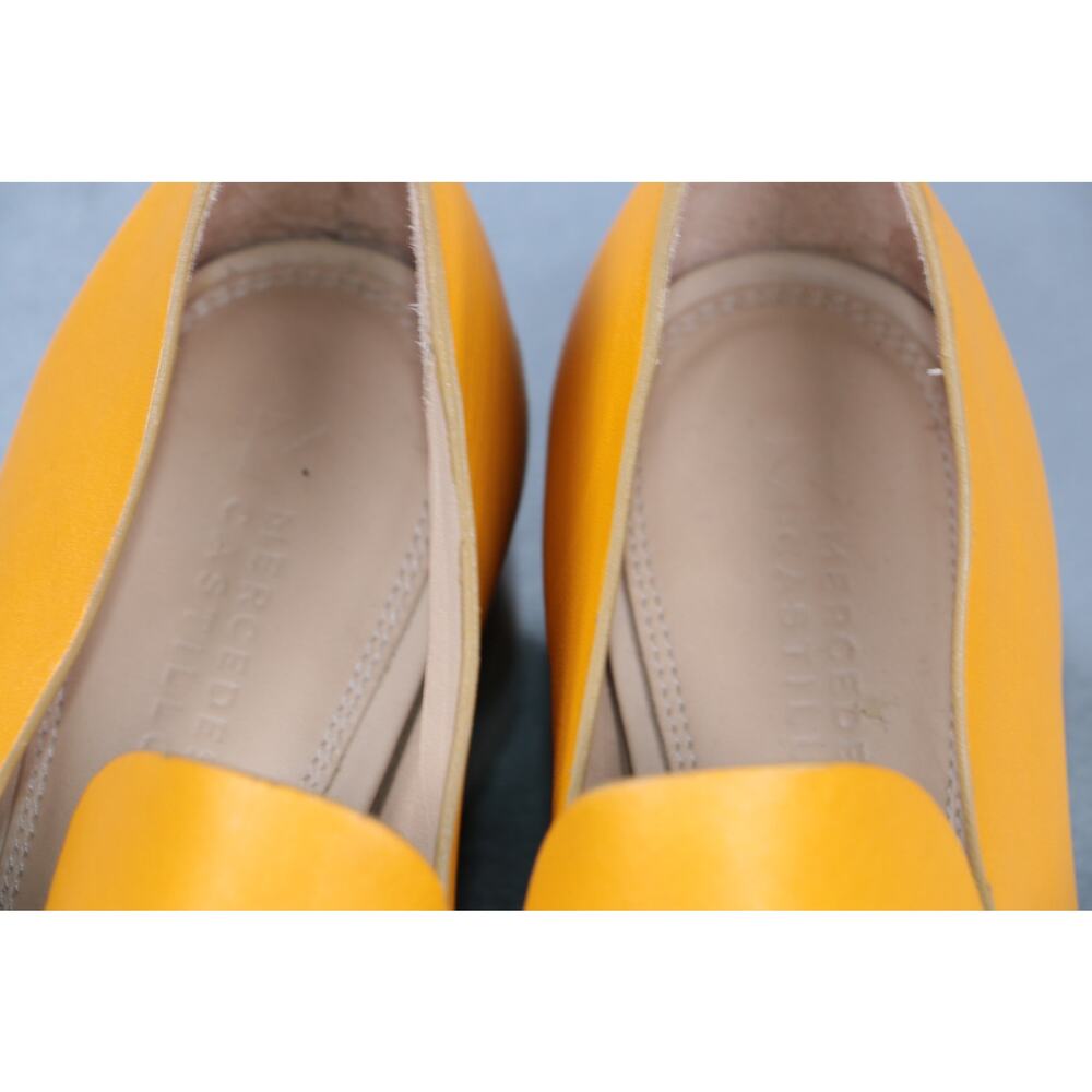 Mercedes Castillo Womens Heels Yellow Leather Block Heel Pumps Slip On Size 7 - Picture 8 of 16